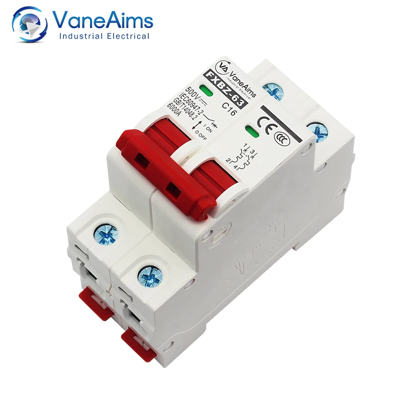 Solar DC Mini Circuit Breaker Din Rail Mounting MCB 1P 2P 3P 4P Overload Protection Air Switch 6-63A for Photovoltaic PV System