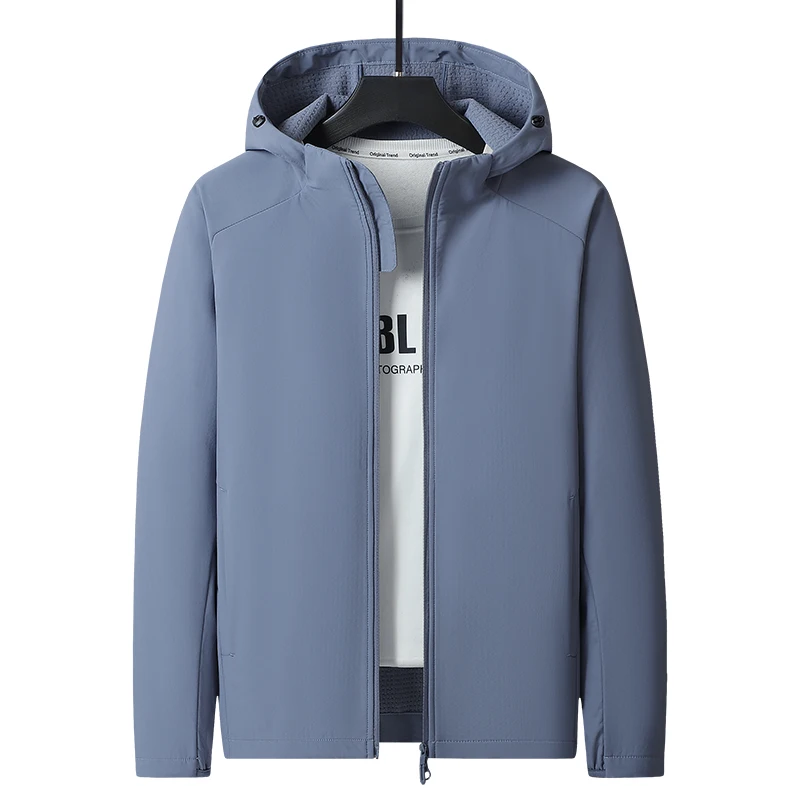 

High Quality Outdoor Jacket With Hood Breathable Comfortable Men Clothing Wind-Resistant Waterproof Outwear Solid Color Coat
