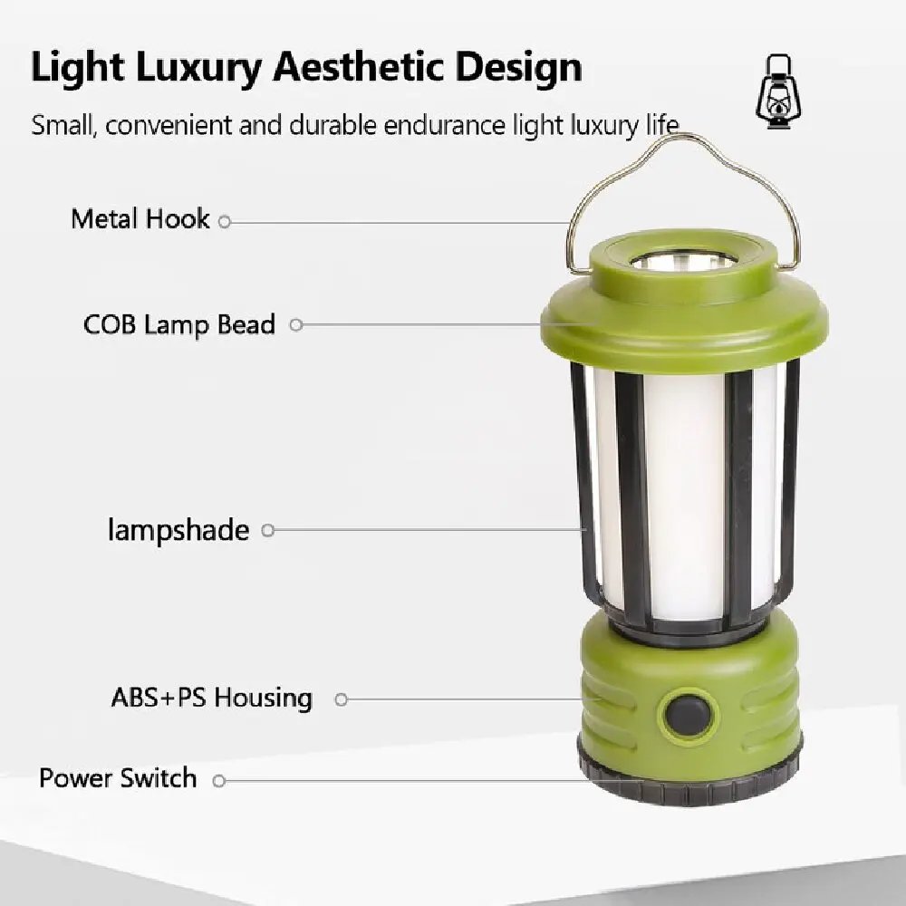 LED Camping Lantern Waterproof Flashlight Portable Multifunctional 5 Lighting Modes Hanging Emergency Lamp Outdoor Tent Light