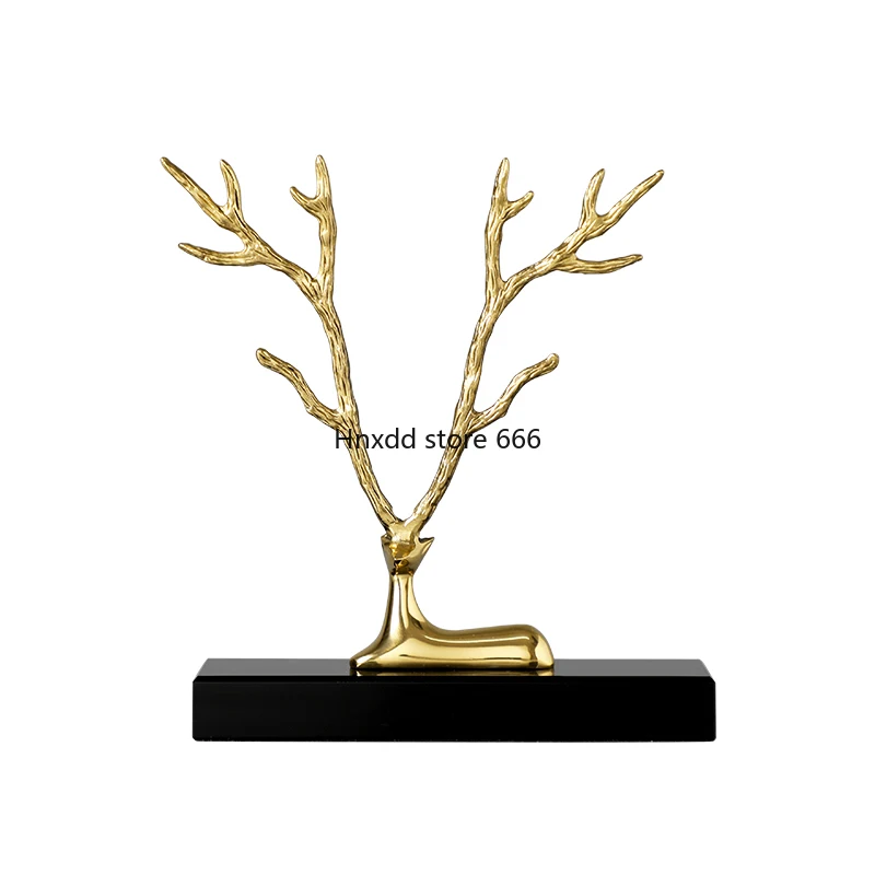 Modern fashion deer head brass ornament living room desktop decoration