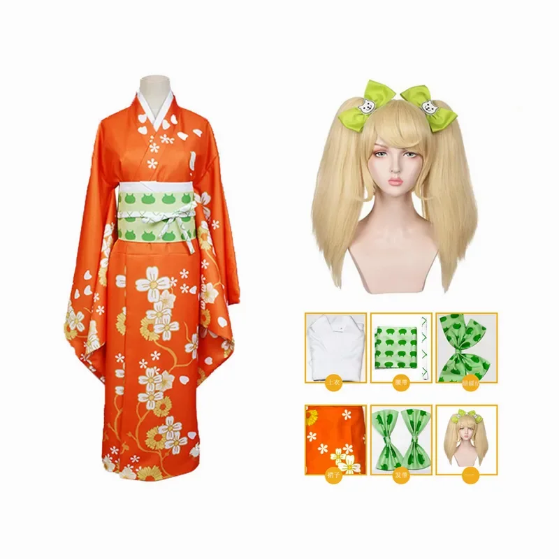 Anime Super Danganronpa 2 Saionji Hiyoko Kimono Cosplay disfraz conjunto completo Dangan ronpa mujeres niñas Halloween disfraz de Navidad