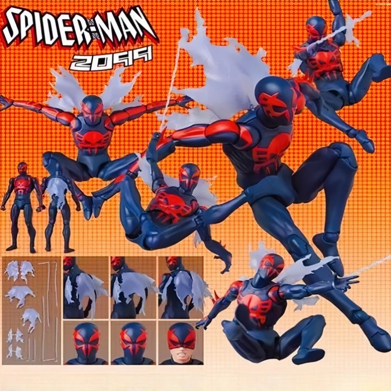 

Hot Sale Anime Mafex 239 Spider Man 2099 Comic Version Action Figure Joint Mobile Handpiece Model Desktop Collectibles Toy Gifts