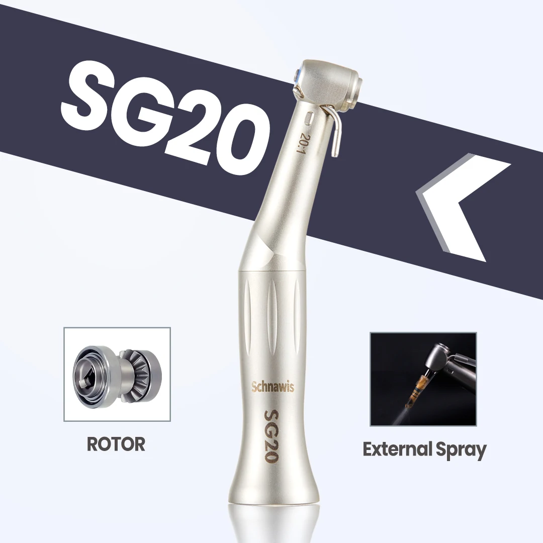 

SG20 contraangulo Dental Low Speed Handpiece 20:1 Reduction Implant Surgery Contra Angle Handpiece Air Turbine