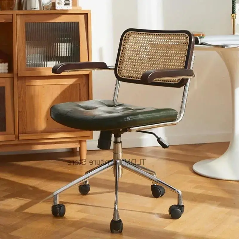 Chair Log Backrest Ancient Desk Rattan Rotating Computer Comfortable Armchair Chair Retro Gaming Lift Chairs Office Furniture Z