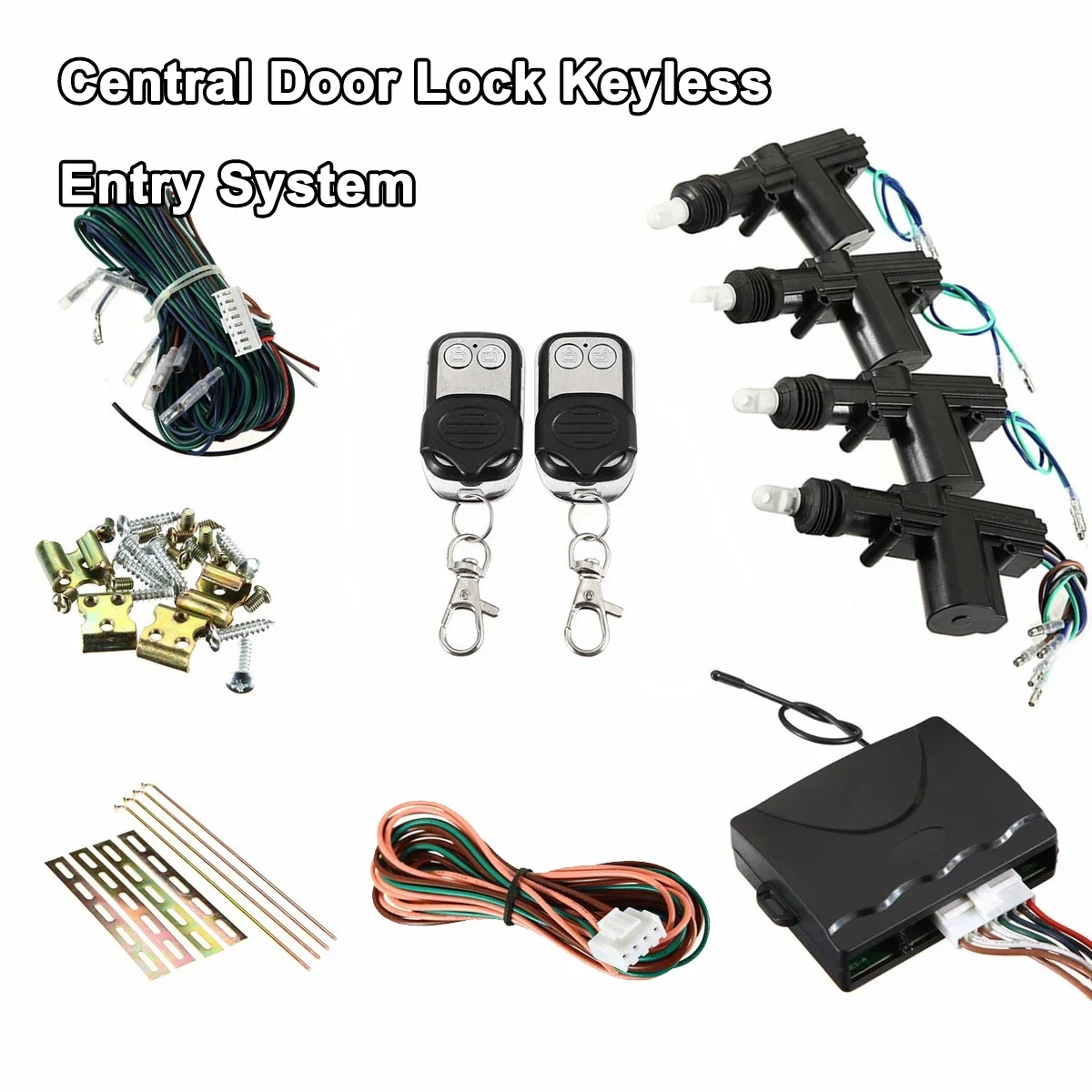 Universal 2/4 Door Remote Keyless Entry Central Locking Kit Car Door Lock Remote Control Central Lock Security System