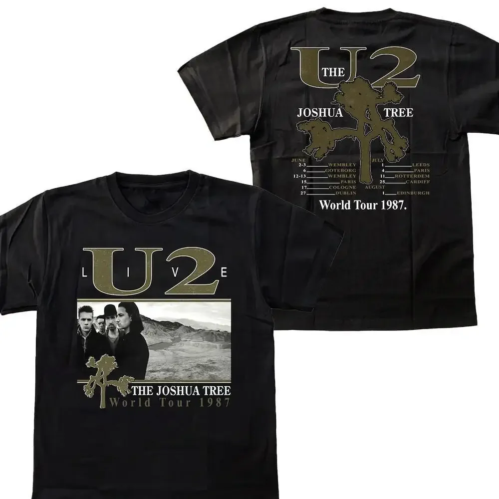 تي شيرت Vintage U2 Rock Band Live The Joshua Tree World Tour 1987 هدية للمروحة S-3XL #1