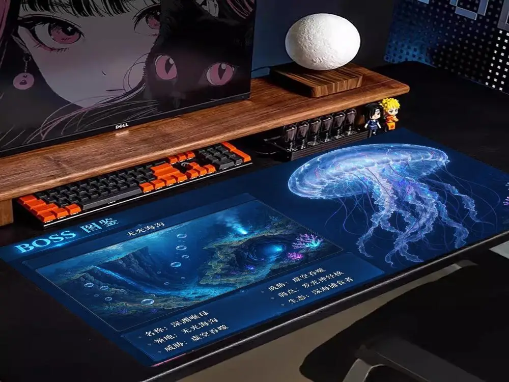 Deep Sea Jellyfish Boss Interface Mouse Pad Non Slip Rubber Base Precision Tracking For Gaming Desk Decor