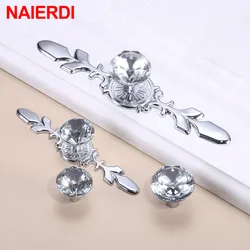 NAIERDI Luxury Diamond Crystal Cabinet Handles Wardrobe Shoebox Handles Closet Door Drawer Knobs Pulls Furniture Pullers