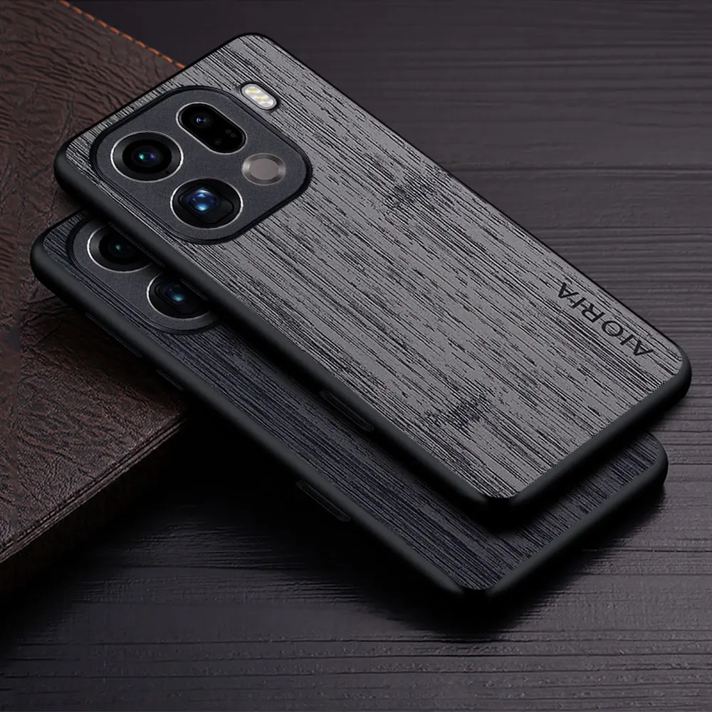 Hülle für Oppo Find X9 Pro Funda Bambus-Holzmuster Leder-Handyhülle Luxus-Coque für Oppo Find X9 Pro Case