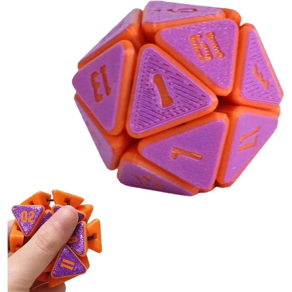 Squishy D20 Fidget impreso en 3D: cubo para aliviar el estrés para la ansiedad y el enfoque, juguete sensorial que clic satisfacen para adultos