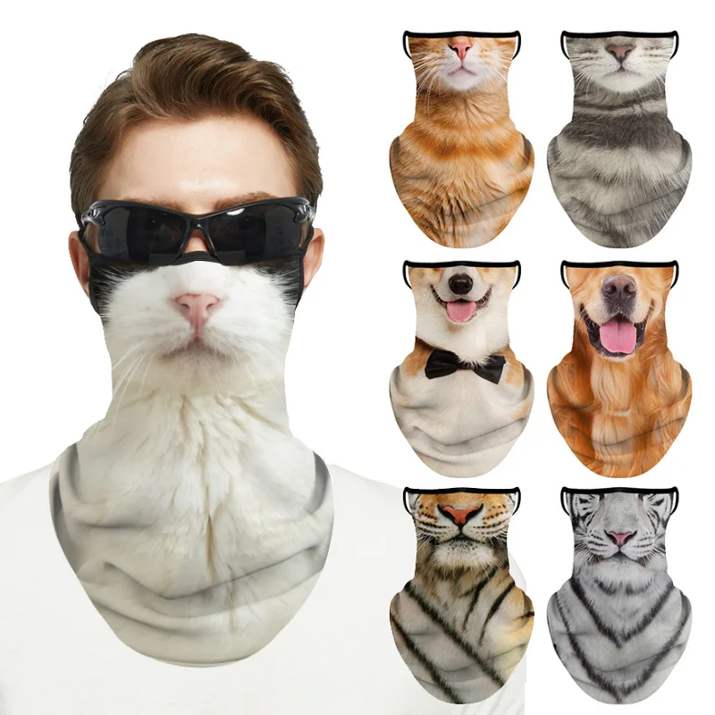 

Animal mask Outdoor sports hanging ear sunscreen face towel cycling ice silk neck protector Breathable neck sleeve summer