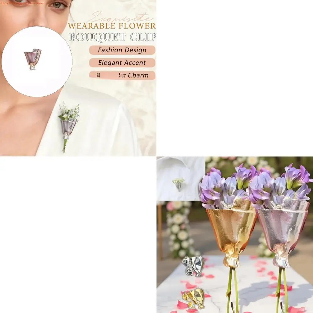 G92D Flower Brooch with Replaceable Inserts for Women Girls Fashionable Bouquet Lapel Pin with Interchangeable Florals