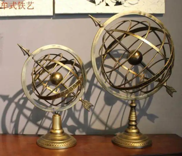 Iron crafts globe three-dimensional globe home soft decoration ornament office decoration retro desktop