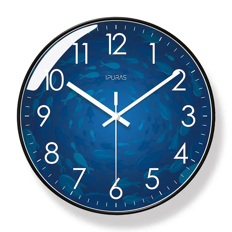 

2025 New 10/12/14-inch Undersea Fish Wall Clock Living Room Simple Fantasy Fashion Home Watch Silent Sweep Second Quartz Clock