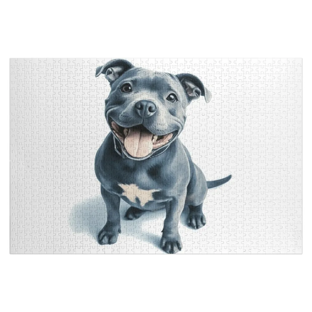 

Blue Staffy Portrait Jigsaw Puzzle Animal Custom Kids Toy Personalized Toys Novel Toys For Children 2022 Puzzle