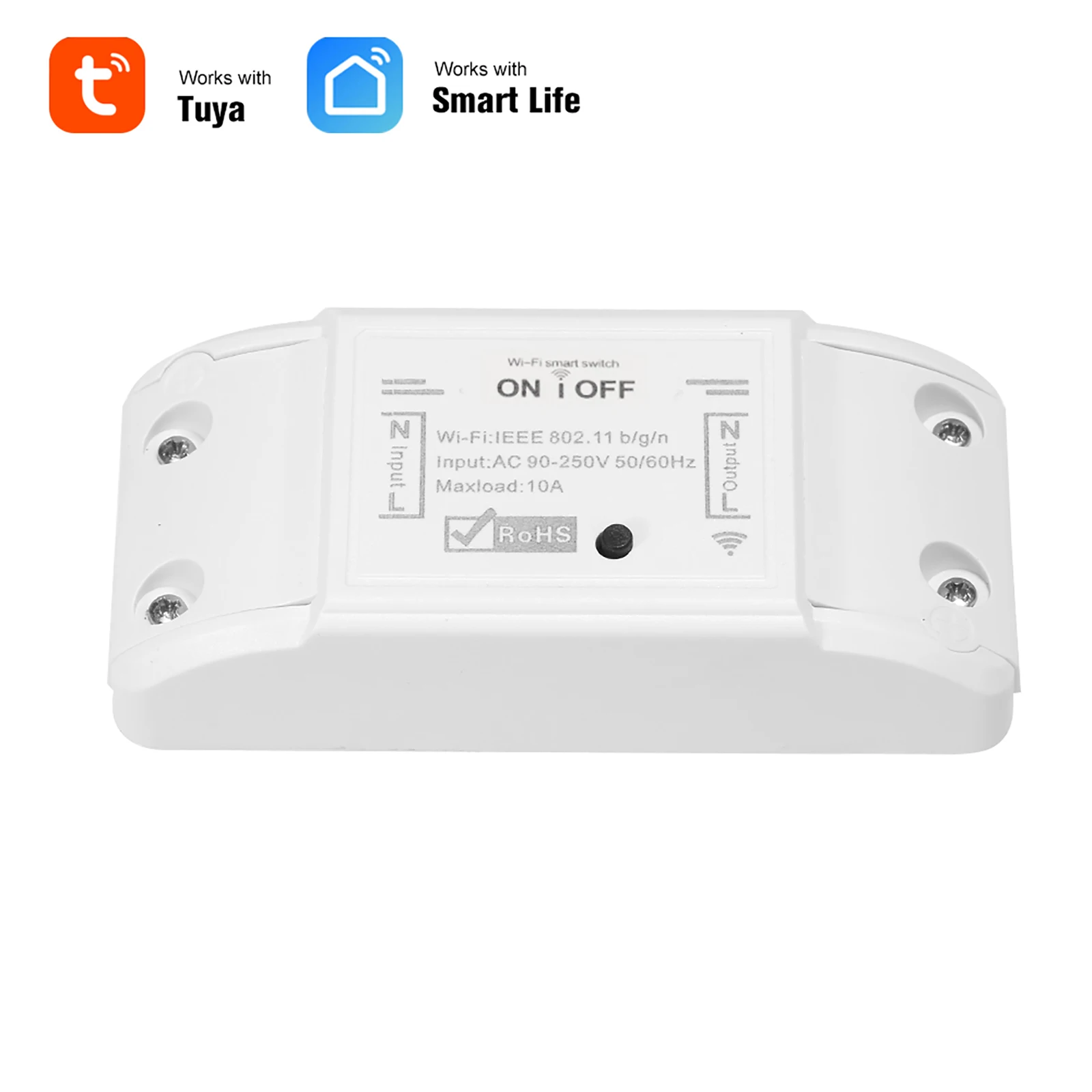 

Wifi Smart Switch Compatible w/ Amazon Alexa for Google Home Timer 10A/2200W Wireless Remote Switch for Android/IOS APP Control