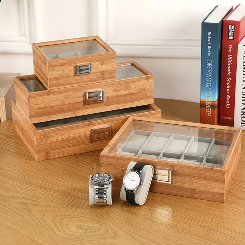 

Деревянная коробка для хранения часов, винтажная современная коробка-органайзер, наручные часы, аксессуары для часов, коробки для часов, витрины с подушками