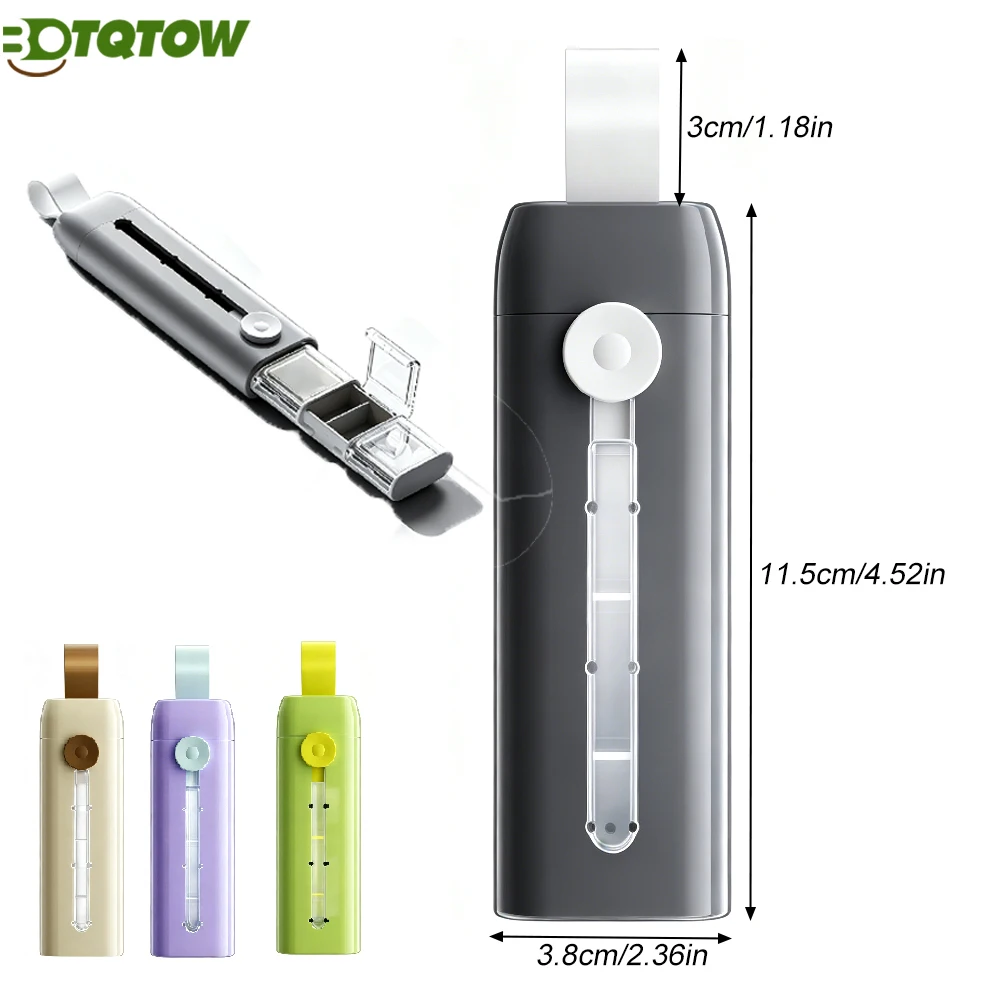 BOTQTOW 1PC Daily Pill Organizer - 3 Compartments Portable Easy-Open Case,Ergonomic Single-Handed Vitamin Box for Purse & Pocket