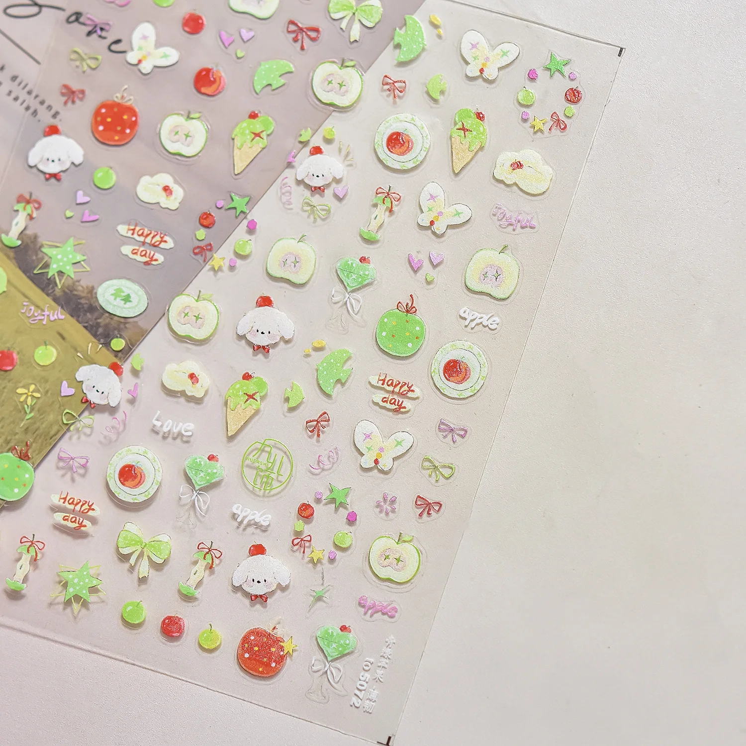 5D Jelly Red Apple Nail Art Aufkleber Cartoon Apple Slice Kawaii Obst Süße süße selbstklebende Dekoration Maniküre Aufkleber DIY – Detail 6