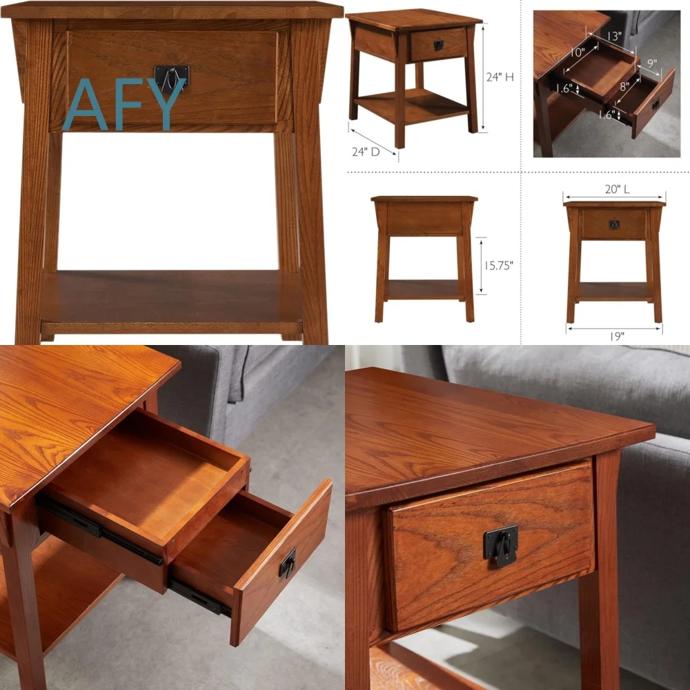 Custom Solid Wood Side Table with Hidden Compartment Drawer and Lock for Living Room Bedroom Home Office Storage Furniture