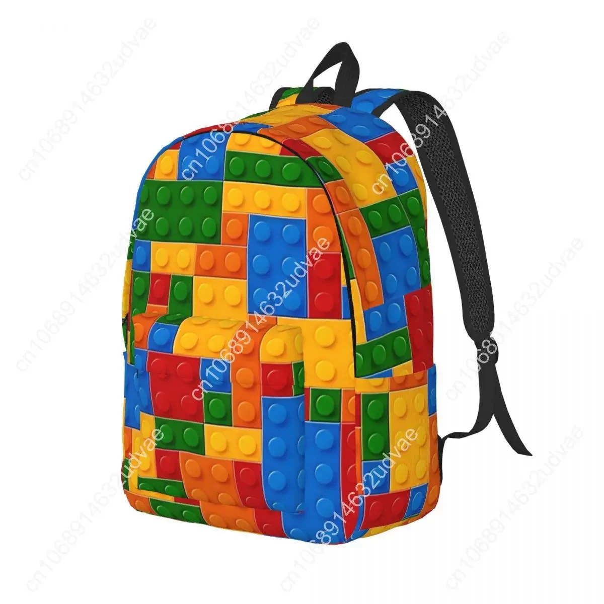 Ransel Konstruksi Mainan Blok Bangunan Tas Kanvas Pria Wanita Remaja Sekolah Perjalanan Warna-warni Lucu Tas Kanvas Kuliah Ringan