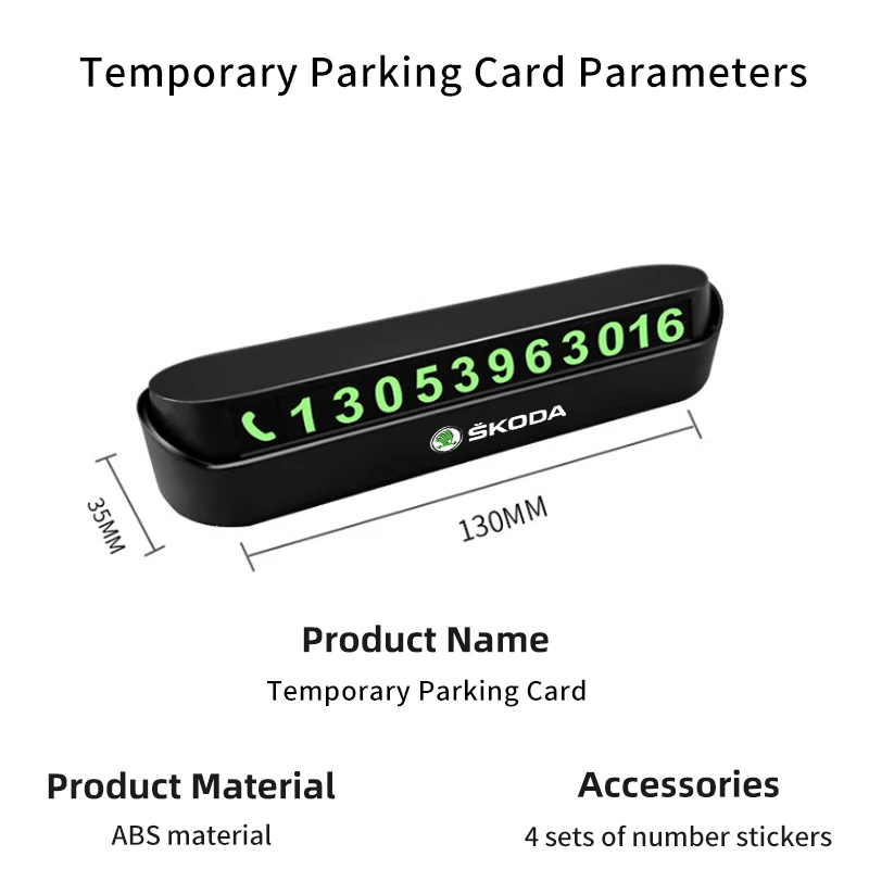 Tymczasowe parkowanie samochodu karta wizytówka z numerem telefonu akcesoria samochodowe do Skoda Octavia Rapid Kodiaq Karoq Fabia Kamiq Superb Deri