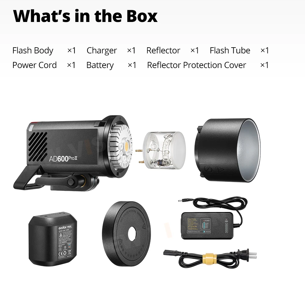 Godox AD600PROII All-in-One Outdoor Flash 600W TTL HSS Built-in Li-on Battery 2.4G Wireless X System Strobe Light for Camera