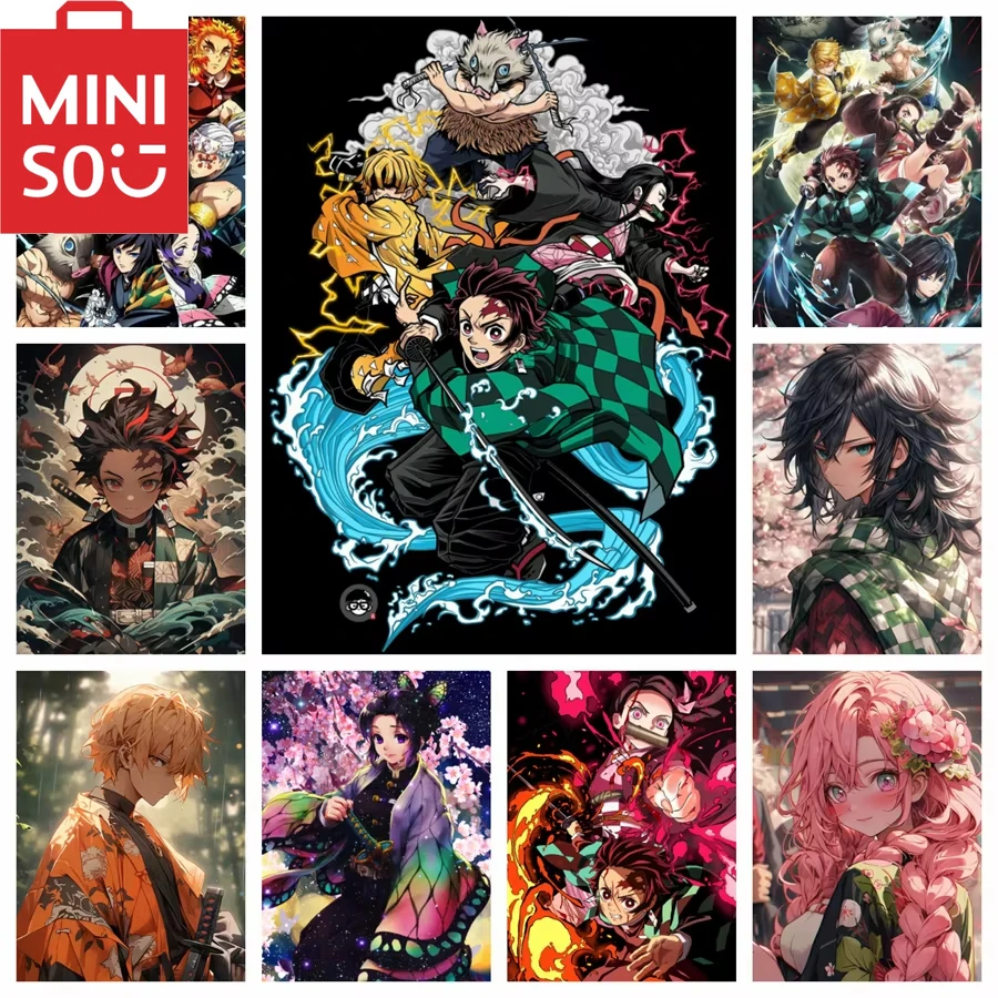 【セール中】MINISO デーモンアニメ炭治郎禰豆子油絵キット番号描画キャンバス DIY 写真による数字家の装飾