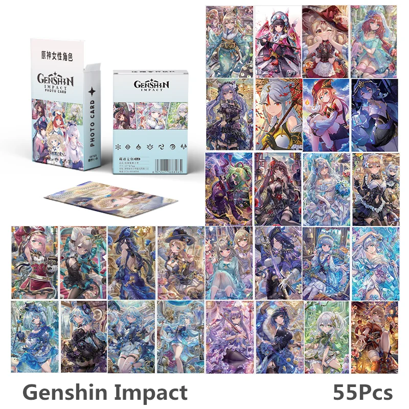 

50 Pcs/Set Game Genshin Impact Laser Lomo Card Kazuha Wanderer Nahida Female Game Characters HD Photocard Cosplay Gift