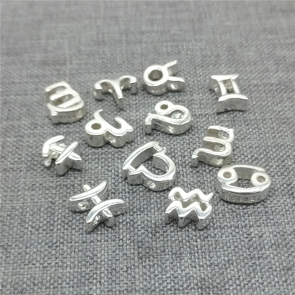 2pcs of 925 Sterling Silver Zodiac Beads Aries Taurus Gemini Cancer Leo Virgo Libra Scorpio Sagittarius Capricorn Aquarius Pisce