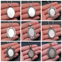 Fit 20x30mm Oval Cabochon Base Setting Pendant Necklace Bezel Trays Base Setting Blanks Necklace Jewelry Making Findings