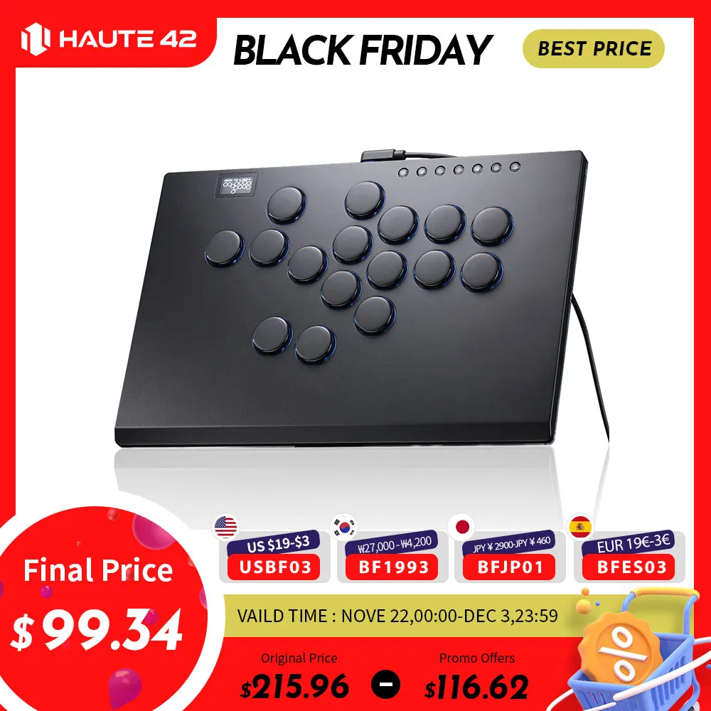 Haute42 Aluminium Alloy joystick Arcade Hitbox Leverless Controller Controle Arcade For PC/ Ps4 / ps5/Steam Fightstick Hitbox Haute42 Aluminium Alloy joystick Arcade Hitbox Leverless Controller Controle Arcade For PC/ Ps4 / ps5/Steam Fightstick Hitbox