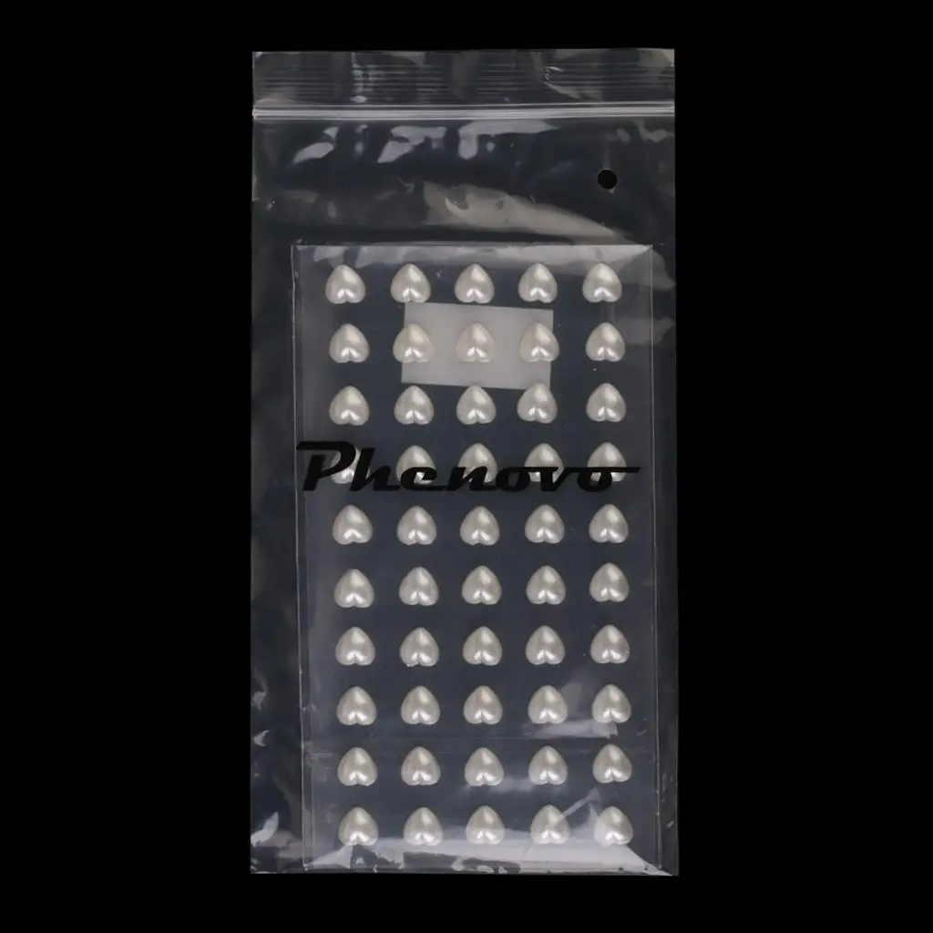 Ivory Heart Shaped Faux Pearl Sticker Flat Back for Sewing Card Scrapbook Embellishment