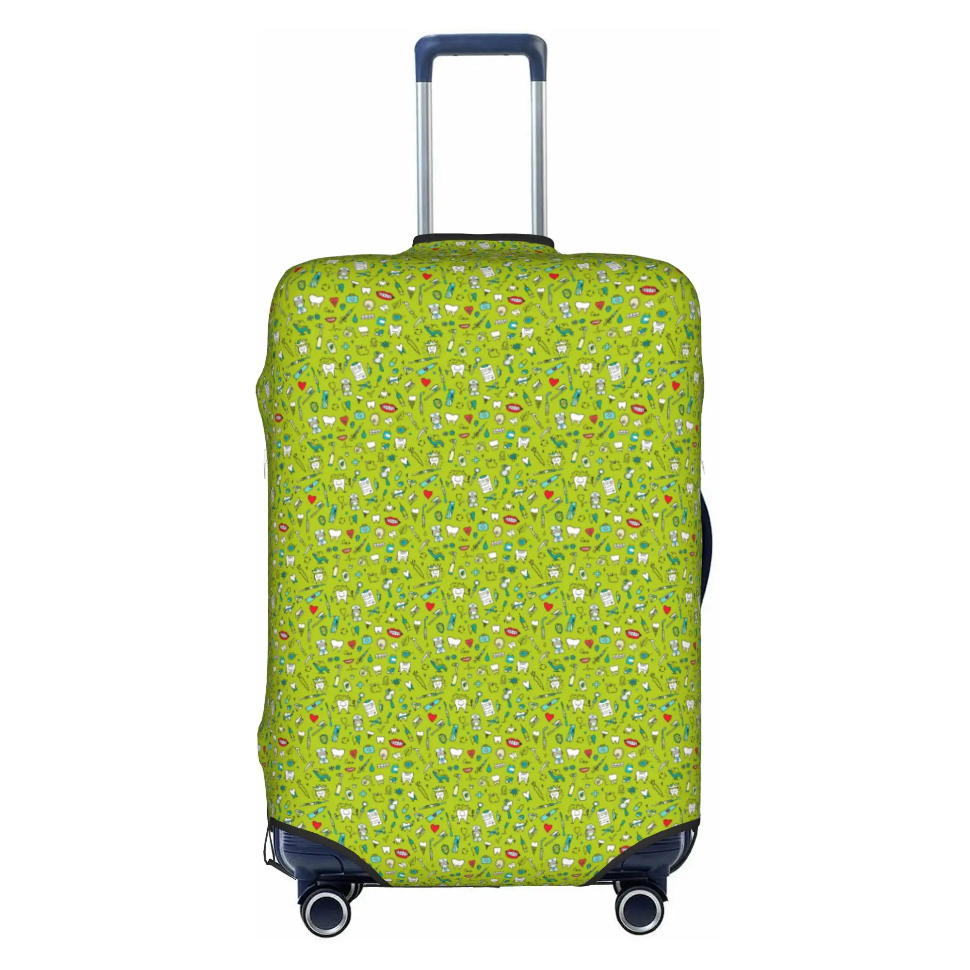 Smiling Teeth Dental Seamless Pattern Suitcase Cover Washable  Luggage Covers Protector for 18-32 inch