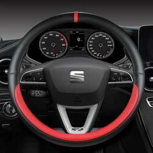 Microfiber leather steering wheel coverage, tarraco seat, corona, ateca, ibiza, toledo, mii, leon, arosa, exo, st, fr, 38cm 10 Main Sales Steering Cover Seat Ibiza - №2