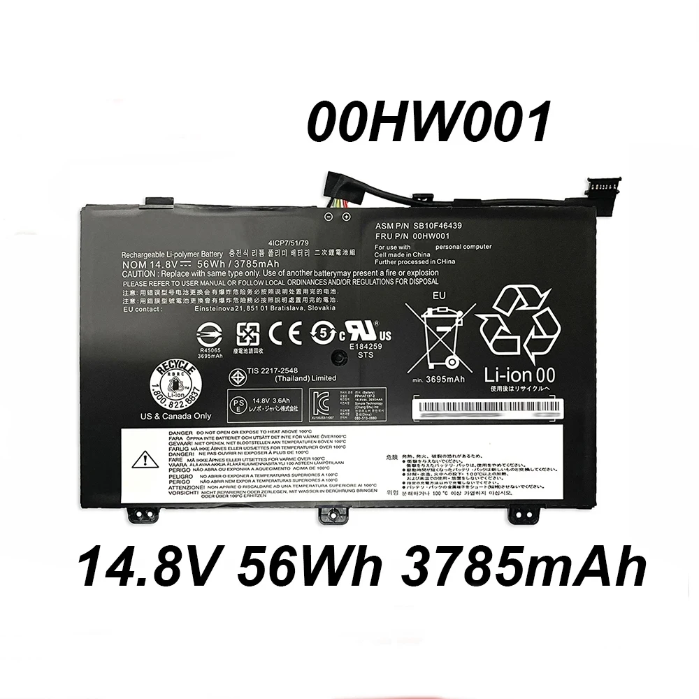 00HW001 00HW000 14.8V 56Wh 3785mAh Laptop Battery For Lenovo Thinkpad S3 Yoga 14 Yoga 500-14isk S41-75 Series