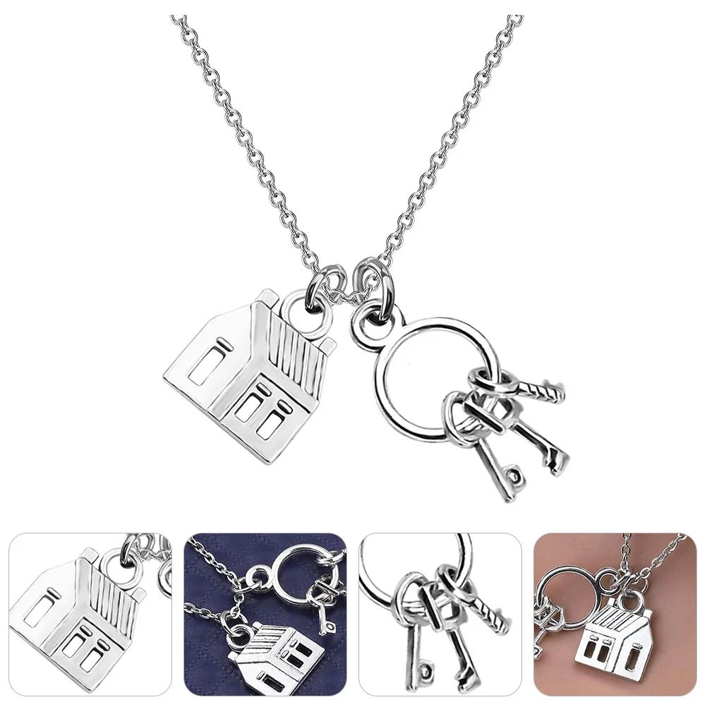 

Fashion Sweater Chain Cute Home Keychain ' Necklaces Jewelry Silver Charm