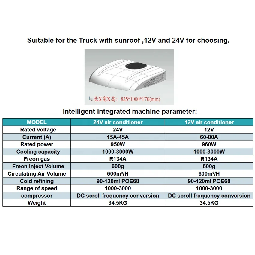 12 فولت 24 فولت تيار مستمر المحمولة جرار قافلة مكيف الهواء سقف السيارة العلوي مكيف الهواء للسيارات #4