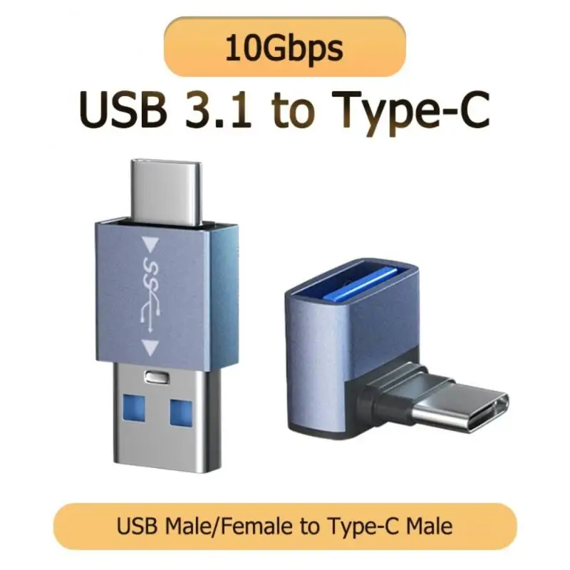 USB 3.1 To Type-C OTG Adapter USB3.1 To USBC Data Adapter 90 Degree Elbow Fast Charging Charger Converter 10Gbps For Laptop