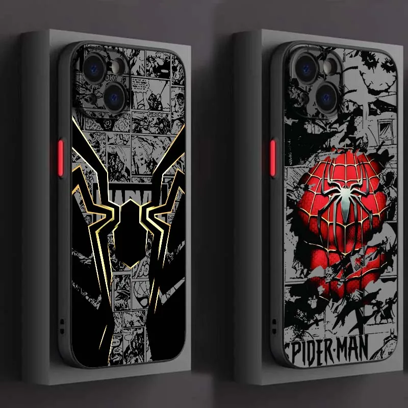 

Marvel Spider Man Art Phone Case For Apple iPhone 17 16 15 14 13 12 11 Air Pro Max Plus Mini Frosted Translucent