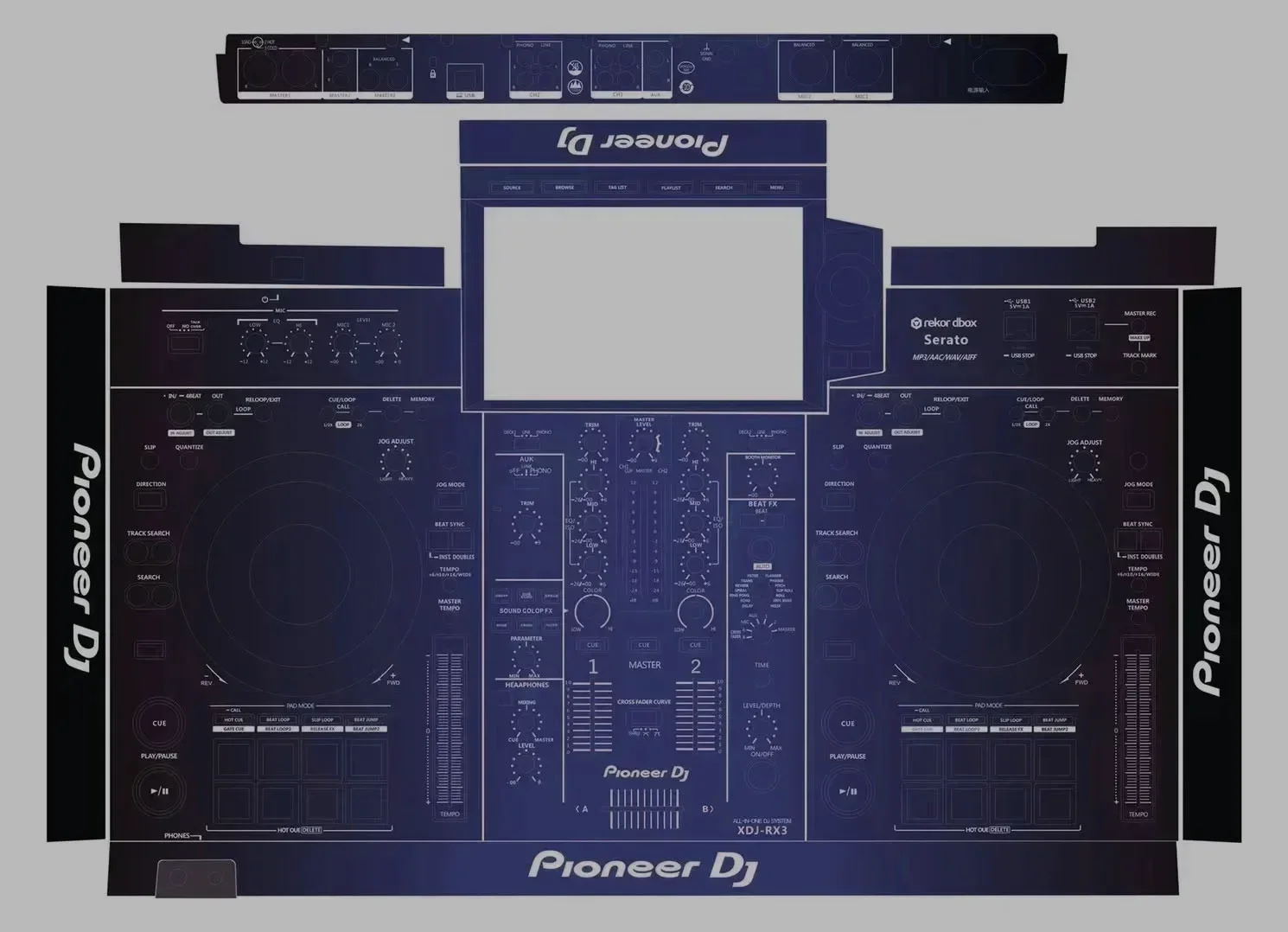 Protective Sticker Pioneer XDJ-RX3 RR Rx RX2 XZ All-in-One DJ Controller with Film Full Surfing Protection (PVC Film Only）