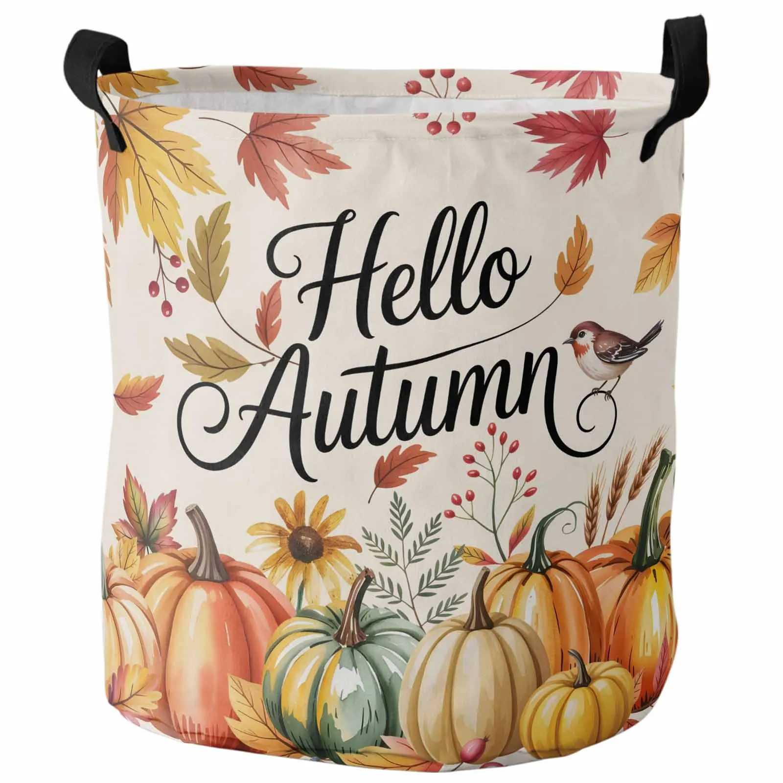 

Thanksgiving Letter Hello Autumn Foldable Dirty Laundry Basket Kid's Toy Organizer Waterproof Storage Baskets