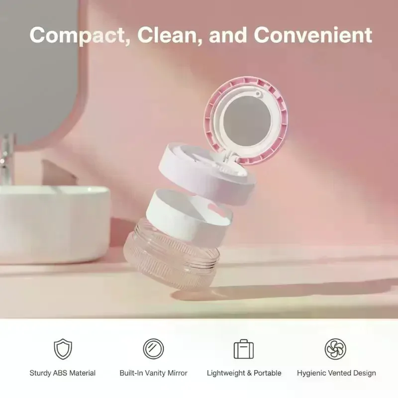 2 In 1 Multi-layer Denture Retainer Case With Magnetic Cap Cleaning Storage Box With Cleaning Brush No-Leak Oral Denture Box