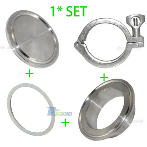 

1set 304 316 Stainless Steel SS316 SS304 Sanitary 2" 2 Inch End Cap + 2" Weld on Ferrule + 2" PTFE Gasket + 2" Tri Clamp