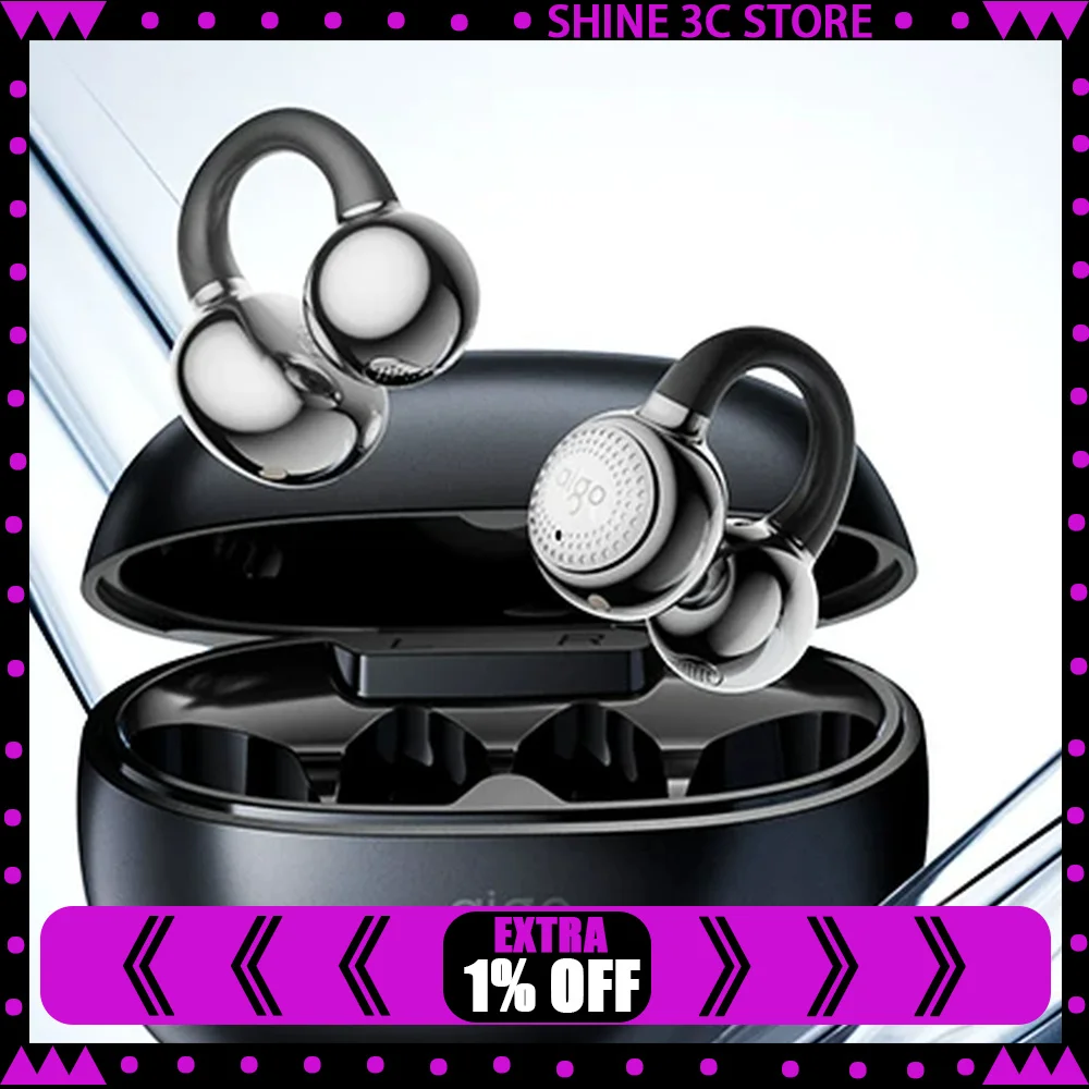 AIGO CA05 Open-Ear Clip-On Wireless Bluetooth Earbuds with ENC Noise Reduction for Sports For Gifts
