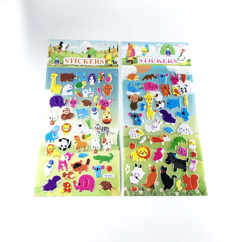 Autocollants d'animaux 3D de dessin animé pour enfants, décoration de scrapbooking pour téléphone portable, autocollant mignon bricolage, jouet d'évitement sur cadeau, cahier, ensemble de 4 feuilles