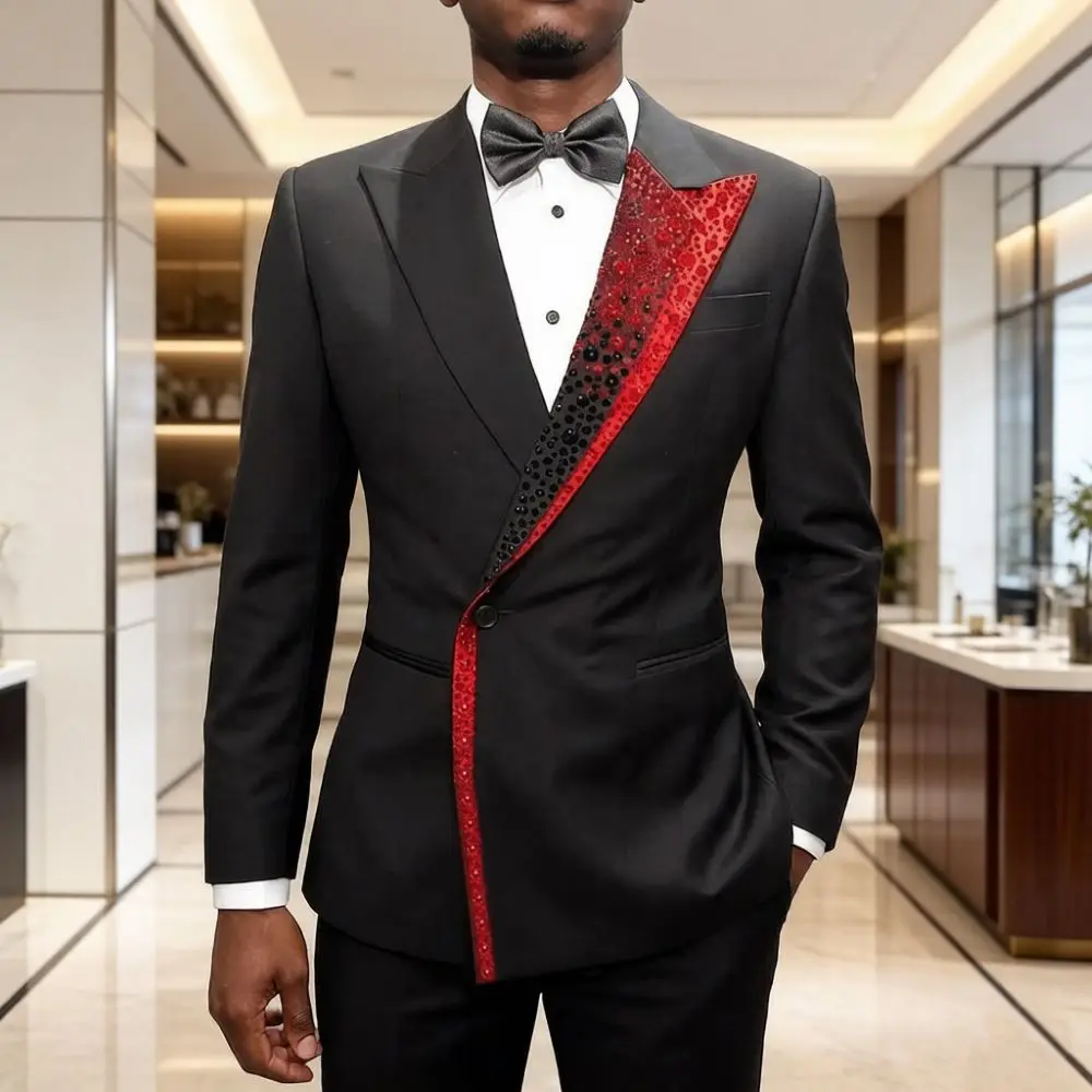 Men Beaded Slim Fit 2 Pieces Wedding Prom Mix Match Designer Style Suit Separates Groom Banquet For Special Occasion Wear