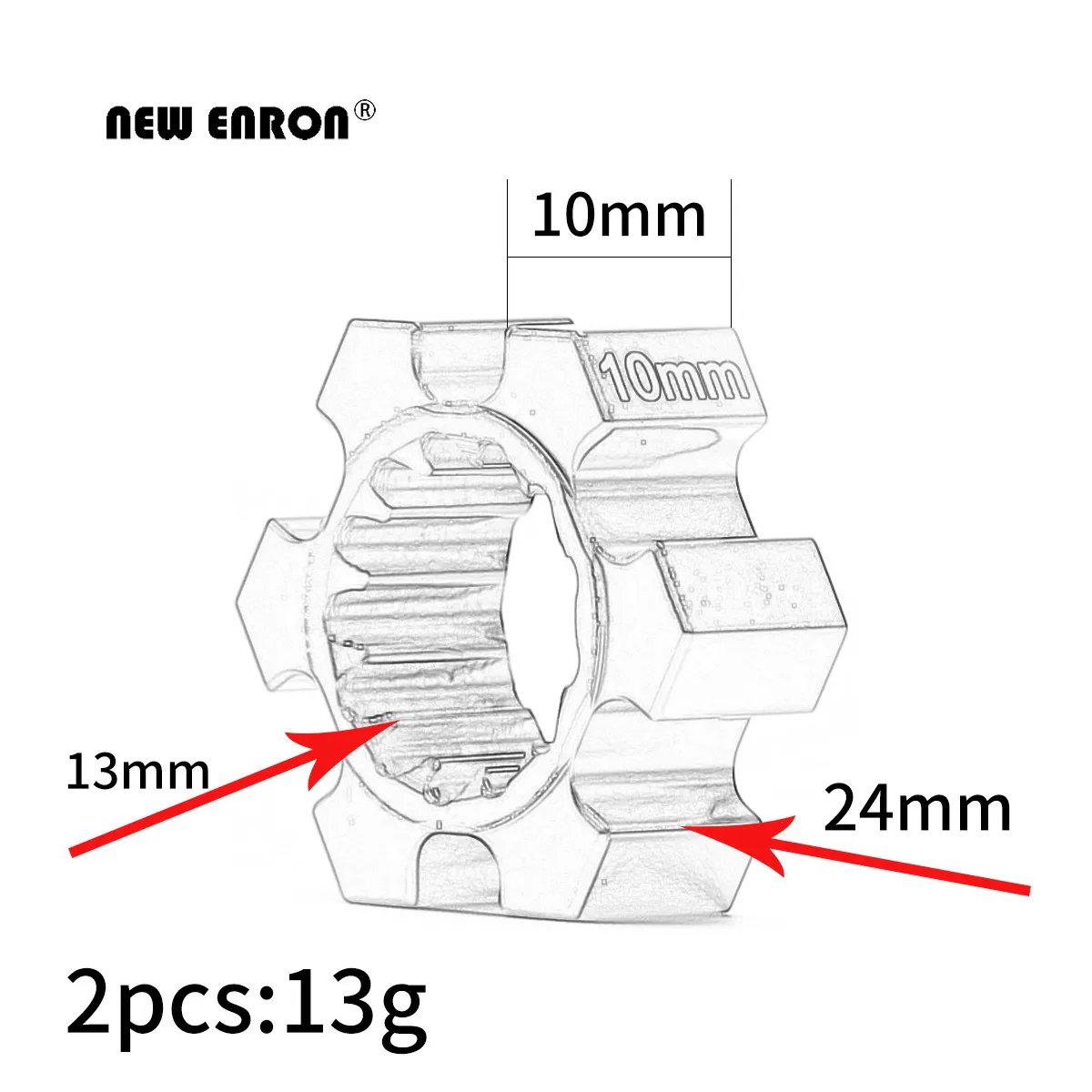 Nouveau ENRON 2 pièces moyeux de roue en aluminium hexagonaux 10mm/13mm épaisseur 7756 7756X 7756R pour voiture RC 1/5 Traxxas x-maxx XMaxx 77086-4