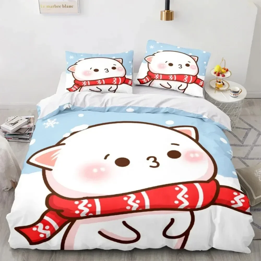 

Cartoon Lovely Peach Cat Bedding Set Boys Girls Twin Queen Size Duvet Cover Pillowcase Bed Kids Fashion Home Textileextile