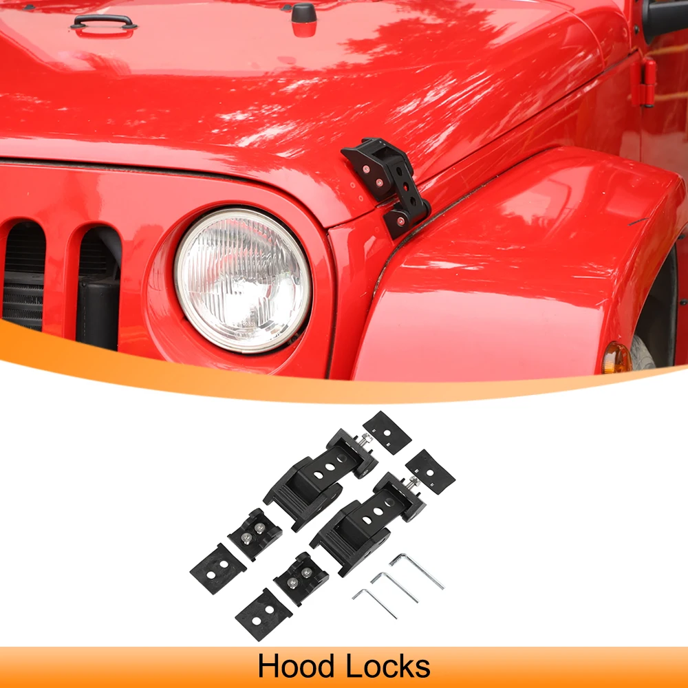 

Car Engine Lock Hood Latch Catches Cover Kits Decaration for Jeep Wrangler JK 2011-2016 2017 Auto Parts Hood Locks Accessories